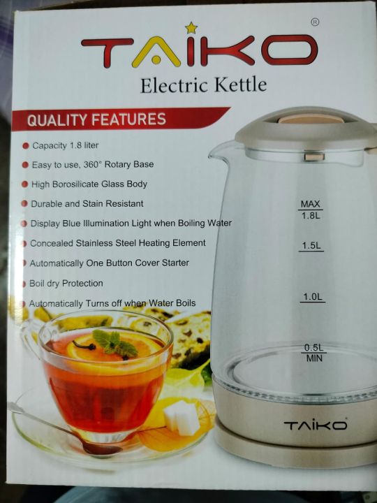 Electric%20glass%20kettle%201.8-L%20Taiko%20Kettle%20Beutiful%20Glass%20Disign%20Kettle%20Kitchen%20Kettle%20Glass%20Tea%20Kettle%20Stainless%20Steel%20Electric%20Kettle%20LED%20Indicator%20Auto%20Shut-Off%20&%20Boil-Dry%20Protection,%20BPA%20Free,1.8-Liter,%20Black%20-%20Image%202