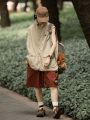 Japanese-Style Retro Frock Vest Baby Boy and Girl Summer Trendy All-Match Bandage Dress Waistcoat Top Loose Pu Handsome Sleeveless Jacket. 