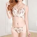 Satin Lace Pajama Set for Women Underwear High Side Bra Panty Set Women Cute Top And Bottom Set Underwear Lace Brief Set. 