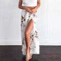 Yfashion Women Bohemian Floral Printing Skirt Sexy High Waist Split Summer Beach Irregular Long Skirt For Party. 