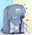 Kids Cartoon Decor Plaid Pattern Backpack School Nursery Bag. 