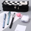 Stationery Bag Checkerboard Lattice Pencil Bag Cute Large Capacity Pencil Case Canvas Pencil Bag Office Students Kids Supplies 1Pcs. 