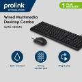 Prolink GMK-1005M Wired USB Multimedia Keyboard and Mouse Combo with Multimedia Shortcuts and Adjustable Angles. 