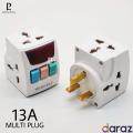 Multi Plug - Multi Socket - 13A Square Pin - Universal Plug Travel Adapter TOBO (3 Way Outlet). 