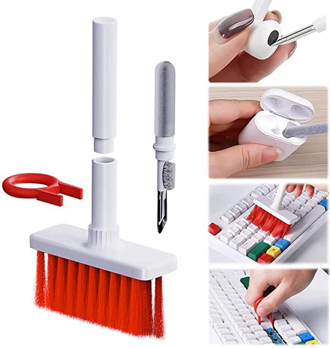 Keyboard and Earphone Cleaning Brush [5-in-1 Kit] - Soft Brush for Laptop Cleaning, Multifunctional Computer Cleaning Tools in Pen Design