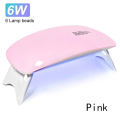 6W Mini Nail Dryer - Compact Machine with 6 LED UV Lights for Quick Drying. 