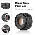 50mm F1.7 large aperture camera lens manual focus main lens - black. 