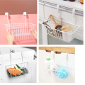Metal White Rust Resistant Hanging Basket Grid Storage Baskets with Hooks , Over Door Hanging Basket, Hanging Cabinet Storage Organizer for Bathroom and kitchen. 