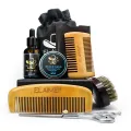 New Arrival 6 Items Bristle Brush Wooden Comb Beard Oil Kit Beard Grooming Kit for men. 
