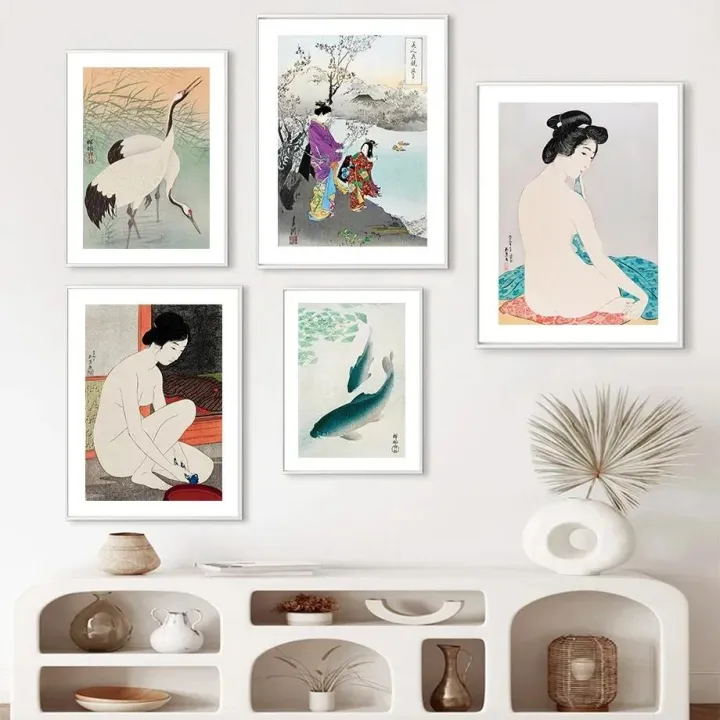 Canvas%20art%20wall%20and%20female%20mt.%20Fuji%20vintage%20japanese%20peacock%20crane%20poster%20print%20painting%20living%20room%20decorative%20wall%20art%20-%20Image%202