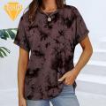 Women Tie Dye T-shirt Stylish Tie Dye Print Tee for Women Trendy Summer T-shirt with Loose Fit Stretchy Fabric Streetwear Fashion Top for Breathable Tie Dye Shirt. 