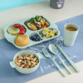 6pcs Eco-Friendly Wheat Straw Dinnerware Set Solid Color Children Dishes Kids Plate Bowl Set Children Tableware Set. 