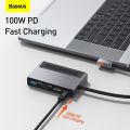 Baseus 6 in 1 Magic Multifunctional Type-C HUB with a Retractable Clip Standard Edition Space Gray (Type C to USB3.0*1 / HDMI*1 / 3.5MM Sterio *1 / SD & TF*1 / PD*1) – compatible with Tabs /Notebooks/Laptops 6 Months Warranty. 