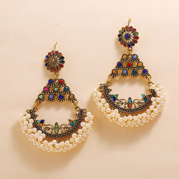 Grey - Asma Handcrafted GS Beaded Jhumki Earrings