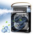 USB Electric Fan Air Conditioners Portable Cooling Fan LED Night Light Water Mist Fun 3 In 1 Air Humidifie For Home. 