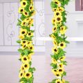 230cm Silk Artificial Flowers Sunflowers Ivy Vine Plastic Flowers for Home Decoration Summer Rattan String Hanging Leaves. 