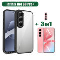 Infinix Hot 60 Pro Plus Frosted Shockproof Phone Case 3 in 1 Infinix Hot 60 Pro 60i 60 Pro+ Clear Protective Cover with Tempered Glass Screen Protector and Lens Film. 