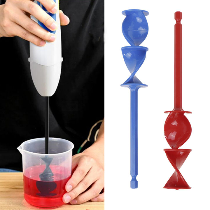 1PC Paint Stirring Rod Epoxy Mixing Stick Helix Design Paint Mixer Drill Attachment Resin Mixer Chuck For Epoxy Latex Oil Paint XUANTING