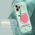 TA for iPhone X Case Shiny Peach Luxury 6D Plating Soft Casing Silicone Square Frame Phone Case Shiny Bling Back Cover + Free Lanyard. 
