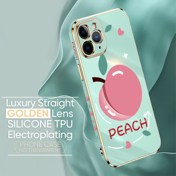 TA%20for%20iPhone%20X%20Case%20Shiny%20Peach%20Luxury%206D%20Plating%20Soft%20Casing%20Silicone%20Square%20Frame%20Phone%20Case%20Shiny%20Bling%20Back%20Cover%20+%20Free%20Lanyard%20-%20Image%204