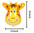 Jungle Animals Foil Balloons, Jungle Birthday Party, Various Sizes, Reusable and Self Sealing. 
