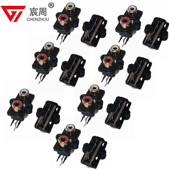 10Pcs 2/4 Hole RCA Female Stereo Audio Jack AV Audio Input Socket ...