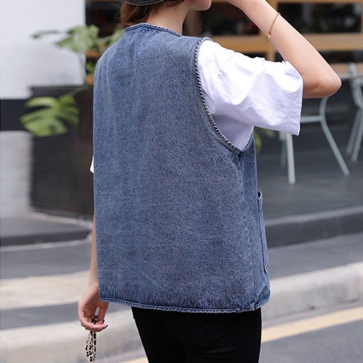 Denim Vest for Women Spring Summer Autumn 2024 New Vest Short Western Style All-Matching Slimming outside Wear Trendy Thin Vest