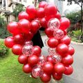 100 pcs Set Red Balloons And Red Confetti Balloons 10 inch Premium Latex Balloons  - Red Party Decorations Wedding Birthday anniversary Decoration fun. 