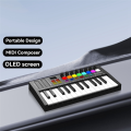 Mini Portable MIDI Control Keyboard, USB, Sequencer Keyboard, Backlit Drum Pads, 8 Knobs, OLED, 25-Key Controller. 