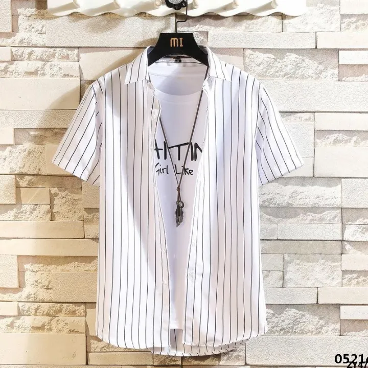 Shirt%20Trendy%20New%20Short%20Pattern%20Selected%20Summer%20Lined%20Thin%20Thick%20Shirt%20Business%20Men%20Vertical%20Version%20Men's%20Slim%20Summer%20Sleeve%20Shirt%20Men's%20Clothing%20-%20Image%203