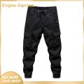 Enigma- Loose Pants Men's Cargo Pants Drawstring Elastic Waist Loose Multi Pockets Solid Color Soft Breathable Ankle-banded Daily Sports Streetwear Hip Hop Long Trousers Style Elastic Waistband Pants. 