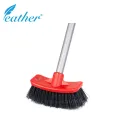 CURVED BATHROOM CLEANING BRUSH WITH 120CM PLASTIC COATED METAL HANDLE  - FEATHER BRAND. 