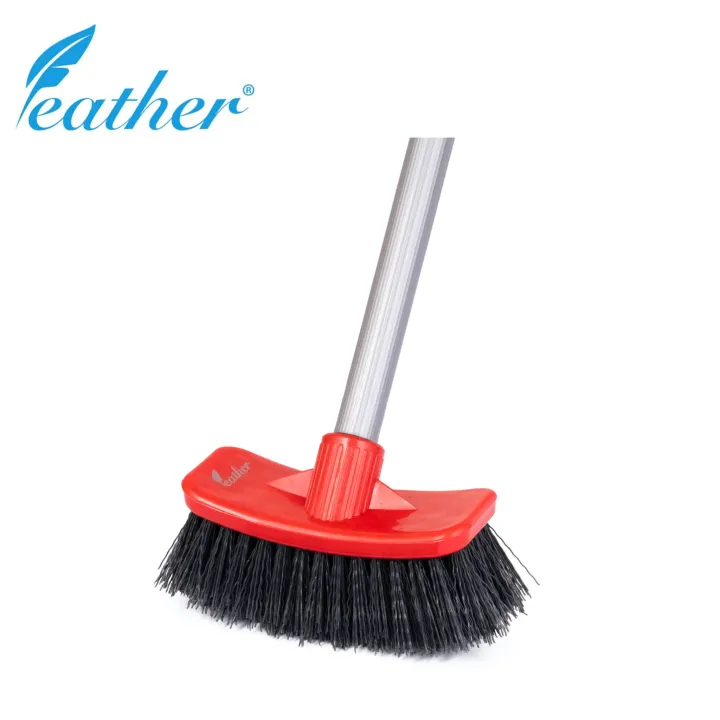 CURVED BATHROOM CLEANING BRUSH WITH 120CM PLASTIC COATED METAL HANDLE  - FEATHER BRAND