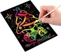 Drawing Book 10 Pages Rainbow Scratch Paper Notes Scratch Art Activity Books - Scratch Magic Doodle Note Pad for Kids Arts and Crafts Perfect Travel Activity. 