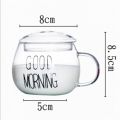 Transparent Glass Coffee Tea Beverage Dessert Breakfast Milk Cup Glass Mug Handle With Cup Lid Drinking Utensils Letter Printing. 