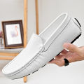 【BestGO】High Quality Genuine Leather Men's Shoes New Men's Loafers Outdoor Casual Work Shoes Formal Business Leather Shoes Men's White Black 38-47 Size Large Size. 