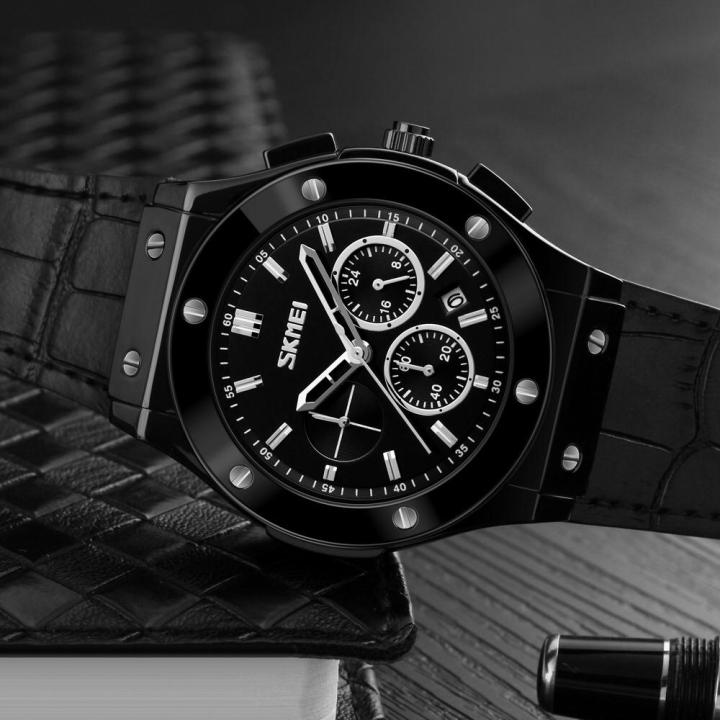 Luxury%20Men%20Orginal%20Skmei%209157%20Watch%20Chronograph%20Silicone%20Rubber%20Strap%203%20Eyes%20Full%20Black%20Dial%20Case%20Cool%20Sports%20Military%20Male%20Quartz%20Wristwatch%20Clock%20-%20Image%202
