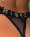 【HOT】 Custom Thongs With Name For Boyfriend Crystal Letter Body Jewelry Women Sexy Lace Bikini G-String Panties Valentine's Day Gift. 