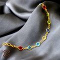 Gold plated Round Multi colour Stone Bracelet For Women. 