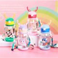 550ML Children Water Bottle for School Outdoor Travel Cute Cartoon Animal Baby Water Bottles with Shoulder Strap for Boy Girl. 