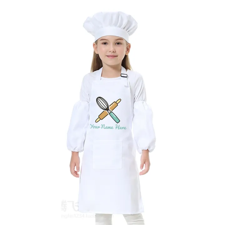 Kids%20Kitchen%20Baking%20Bib%20Pinafore%20Child%20Polyester%20Apron%20Painting%20Eating%20Clothes%20Smock%20Chef%20Hat%20Print%20Name%20NOT%20Free%20-%20Image%205