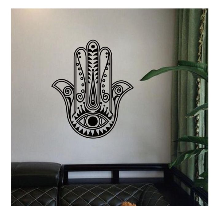The hamsa hand wall decal sticker , hamsa Vinyl Wall Decal Muslim House Protection Housewares Decor Sticker,IS2011 Size: 52x35cm