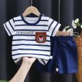 Girls' Children's Clothing Short Sleeve Shirt Summer New Suit One-Piece Pure Cotton Clothes Korean Style Baby Baby Boy. 