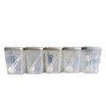 5 Pieces Visual Kitchen Spicy Containers With SILVER Lid SQUARE SHAPE LARGE TUB Set Transparent Plastic Spice Bottles Jar with Spoon set. 