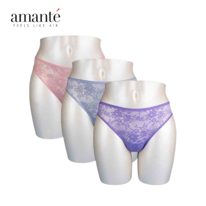 Amante Lace Thong Panty Pack (x3 Pcs)