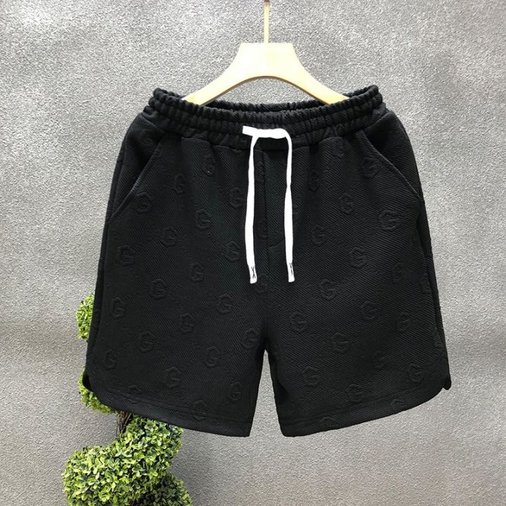 High%20Quality%20Letter%20Jacquard%20White%20Shorts%20Men's%20Fashion%20Casual%20Lace%20up%20Sports%20Pants%20Men's%20Home%20Four-Point%20Beach%20Pants%20-%20Image%205
