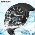 SANDA 6016 New Sports Watch Chronograph Running Second Luminous LED Display Quartz Watches Mens Waterproof Relogio Masculino. 