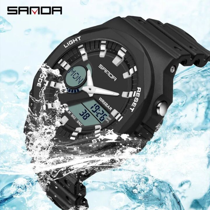 SANDA%206016%20New%20Sports%20Watch%20Chronograph%20Running%20Second%20Luminous%20LED%20Display%20Quartz%20Watches%20Mens%20Waterproof%20Relogio%20Masculino%20-%20Image%202