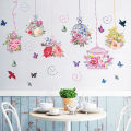 Pastoral Style Butterfly Flower Bird Cage Wall Sticker Living Room Bedroom Decorations Wallpaper Mural Removable Stickers. 