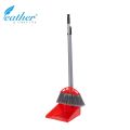 DUSTPAN AND BROOM SET WITH 70CM PLASTIC COATED METAL HANDLES - FEATHER BRAND. 
